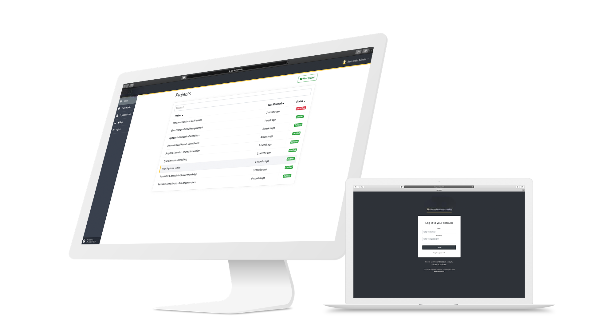 ONECTRA secure project storage interface